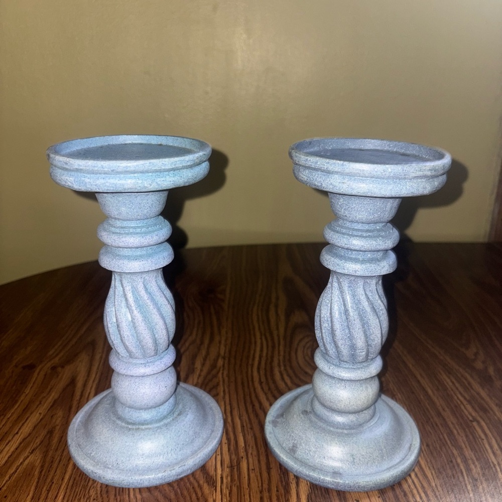 Elegant Blue Candle Holders